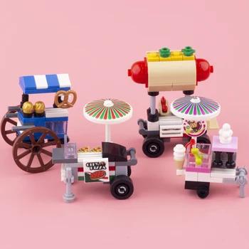 MOC Sinema Süpermarket Oyun Makinesi Yapı Taşları Pizza Arabası Dondurma Aperatif Tatlı Şehir Sokak Görünümü Rakamlar Tuğla Oyuncaklar