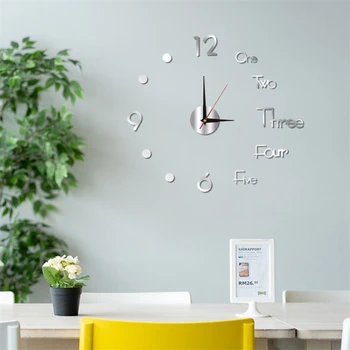 Moda 3D Büyük Boy duvar saati Ayna Sticker DIY Kısa Oturma Dekor Toplantı Odası duvar saati Modern Tasarım Sessiz Akrilik 2022