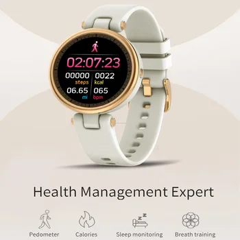 Moda akıllı saat Kadın Yuvarlak Ekran Su Geçirmez Smartwatch Kadın Kalp Hızı Kan Basıncı Monitörü Kol Saati akıllı bilezik