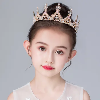 Moda Altın Gümüş Renk çocuk saç aksesuarları Prenses Taç Fotoğraf Doğum Günü Taç Performans Headdress Diadems