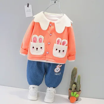 Moda Bahar Sonbahar Bebek Kız Giysileri Takım Elbise Çocuk Karikatür Spor Ceket Pantolon 2 adet / takım Toddler Rahat Kostüm Çocuklar Eşofman