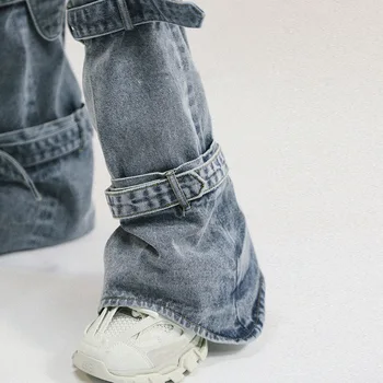 Moda Bayan bacak ısıtıcıları Diz Boyu Tokalı Denim Tayt Şık Jean Ayak Çorap Bayan Mavi Kulübü Sokak Tarzı S-XL