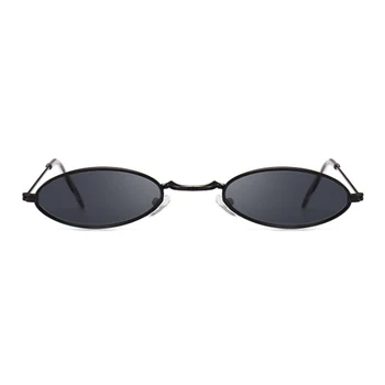 Moda kadın Güneş gözlüğü Ünlü Oval güneş gözlüğü kadın lüks Marka Metal yuvarlak ışınları çerçeveleri Siyah Küçük ucuz gözlük Oculos