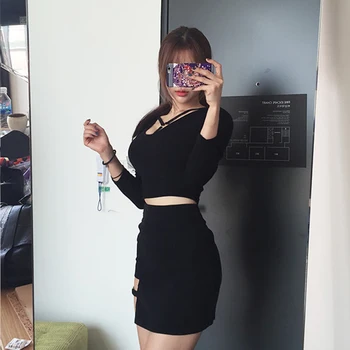 Moda Kadın Yaz Harajuku Seksi Düzensiz Yüksek Bel Bandaj Etek Kadın Siyah Gotik Mini Bodycon Kısa Etek İnce Clubwear