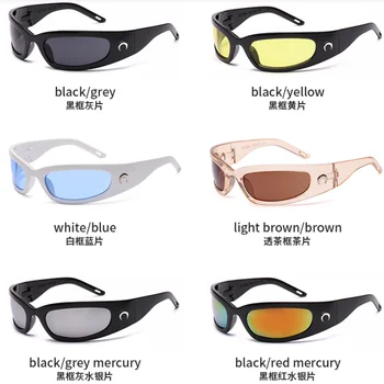 Moda Millennium Spor Y2K Güneş Gözlüğü Kadın Ay güneş gözlüğü Moda Gelecek Teknoloji Sense 2000S 90S Estetik Gözlük