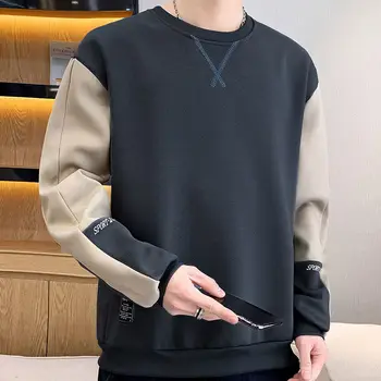 Moda O-boyun Eklenmiş Mektup Nakış kore tişört Erkek Giyim 2022 Sonbahar Yeni Gevşek Casual Kazaklar Tüm Maç Tee Gömlek