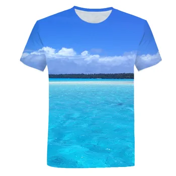 Moda Plaj Tatil Rahat Tarzı Erkek Kadın Çocuk T Shirt 3d Baskılı Okyanus Desen Nefes Hafif Yaz Spor Tops