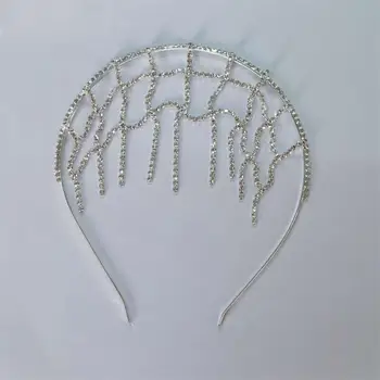 Moda Retro Örgü Kristal Saç Çember Headdress Parlak Rhinestones Seksi Gelin Alın Püskül saç aksesuarları Düğün Aksesuarları