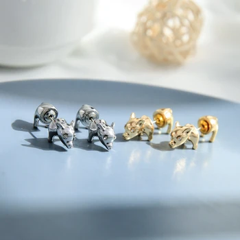 Moda Takı Yeni Tasarım Altın Gümüş Renk Kristal Rhinestone Sevimli Zodyak Hayvan Domuz Kulak Ceketler Küpe Kadınlar İçin Fabrika