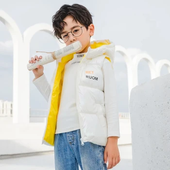 Moda Yeni Kış Çocuk Sıcak Aşağı Yelek Bebek Pamuk Yelek Çocuk Giyim Yelek Çocuk Giyim Erkek Kız Kapüşonlu Ceketler