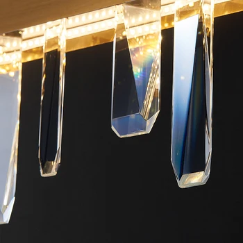 Modern Kristal Avize Yemek Odası İçin Dikdörtgen Altın Mutfak Lambası Led Ev Dekor iç mekan aydınlatması Lüks Parlak Kristal Parlaklık