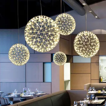 Modern Rainmond Havai Fişek kolye ışıkları bar ışığı LED paslanmaz Çelik top şeklinde asma lamba Bar Restoran Otel Merkezi