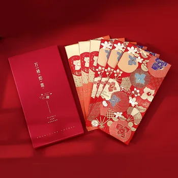 MOHAMM 6 ADET Çin Yeni Yılı Yaratıcı Kırmızı Zarf Bronzlaşmaya Desen Para Cebi Bahar Festivali Hong Bao Hediye