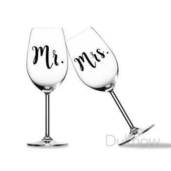 Mr ve Mrs şarap bardakları vinil yapışkan Çıkartmaları Yeni Evliler Nişan Düğün Hediyesi şampanya kadehi Vinil Çıkartması Düğün Parti Dekor