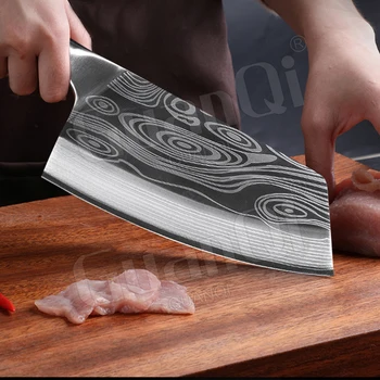 Mutfak Bıçakları Jilet Keskin Dilimleme et doğrama Bıçağı kasap bıçağı 5Cr15 Paslanmaz Çelik Cleaver Geleneksel Pişirme Bıçakları