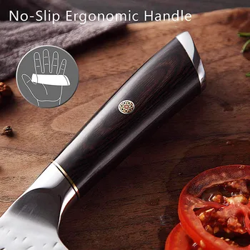 Mutfak Bıçağı Çin 7 İnç Cleaver Bıçak 7CR17 440C Dövme Paslanmaz Çelik Tam Tang Şef Kasap Kıyıcı Et Santoku Aracı