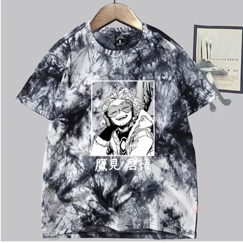 My Hero Academia Kravat boyalı T-shirt Şahinler Baskı Kadın Erkek Rahat Büyük Boy Gevşek MHA Anime Tee Crewneck Streetwear En 2021