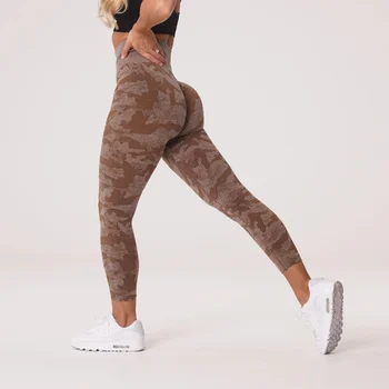 MYS Camo Dikişsiz Tayt Spor Kadın Spor Yüksek Bel Yoga Pantolon Karın Kontrol Push Up Egzersiz Koşu Elastik spor salonu taytları