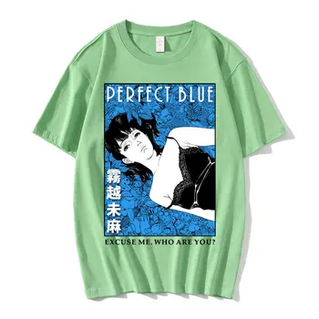 Mükemmel Mavi japon animesi Tee Gömlek Siyah erkek kısa kollu tişört Pamuk Gotik Giyim Estetik Unisex Giyim T Shirt