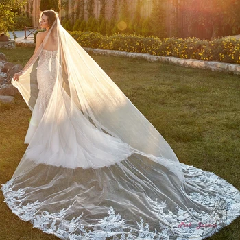 Mütevazı Fildişi Sevgiliye Kapalı Omuz Mermaid düğün elbisesi Evlilik için Yaz 2023 Dantel Kat Uzunluk gelinlikler Robe De Marié