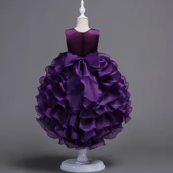 Nakış Kız Prenses Elbise 3-15Yrs Balo Çiçek Zarif Kız Elbise Düğün Noel Partisi İçin Çocuk Giyim