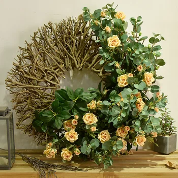 Narin 5 Kafaları İpek Yapay Gül Çiçek Şube Ev Düğün Dekorasyon Sahte Bitki Yaprak Noel Düzenleme Duvar Zemin