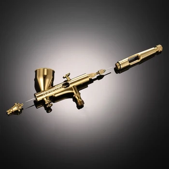 Nasedal Yerçekimi Çift eylem Mini 9cc Airbrush Altın Boya tırnak püskürtme tabancası Makyaj Airbrush Yüz Dövme Sanatı Kek Boyama Aracı Kiti