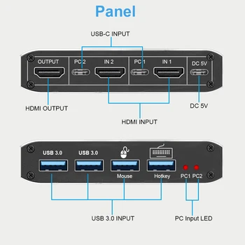 Navceker 8K KVM Anahtarı HDMI uyumlu 4K 120Hz 2 Port HD KVM Switcher Kutusu USB Paylaşılan Monitör Klavye Ve Fare Yazıcı PC