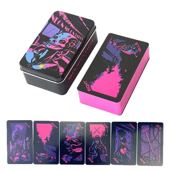 Neon Ay Tarot Kartları Aile Parti Kurulu Oyunu Kehanet Kader Kartları Servet Söylüyorum Oyunu Tarot Güverte Kartları W / Manuel Demir Kutu