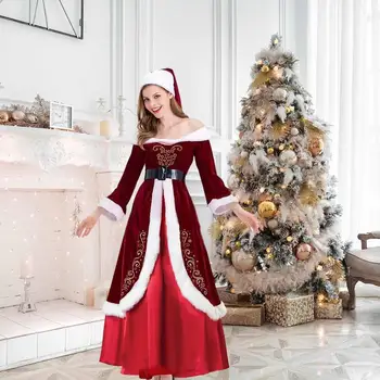 Noel Baba Pelerin Kış Sıcak Pelerin Pelerin Hood İle Cadılar Bayramı Cosplay Kostümleri Kadınlar Kızlar İçin Parti Elbise