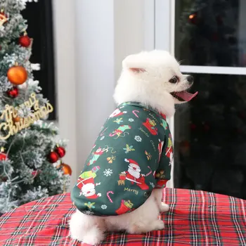 Noel Baskı Köpek Giysileri Sonbahar Kış Kalın Peluş Sıcak İki Bacak Kazak Kazak Rahat Evcil Hayvan Giysileri Orta Büyük Köpekler