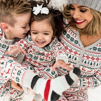 Noel pijama aile 2022 Noel Eşleşen Pijama Seti Anne Çocuk Baba Oğul Eşleştirme Kıyafetler Bebek Tulum Pijama Pijama