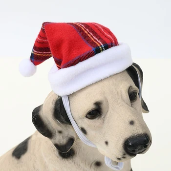 Noel Tarzı evcil hayvan şapkaları Polar Baskı Pet Kedi Kap Köpek Şapka Yumuşak Sıcak Köpek Noel Şapka Köpek Cosplay Kostüm Aksesuarları