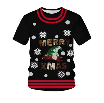 Noel Yeni T-shirt Komik Noel Baba 3D Baskı Unisex Moda Streetwear Şenlikli Büyük Boy Üstleri Harajuku Çocuklar noel hediyesi