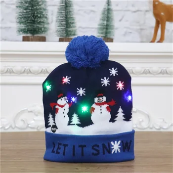Noel şapkaları Kazak Santa Elk Örme Bere şapka İle led ışık Up Karikatür Desen noel hediyesi Çocuklar İçin Yeni Yıl Malzemeleri