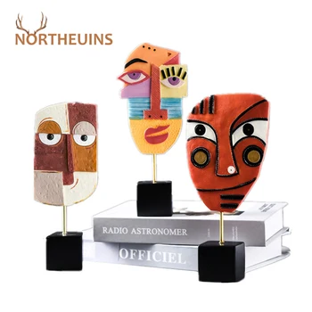 NORTHEUINS Reçine Soyut İnsan Yüzü Figürleri Yaratıcı Karakter Maskesi Heykelleri Ev Dekor İçin masa sanatı Noel Dekorasyon Hediye