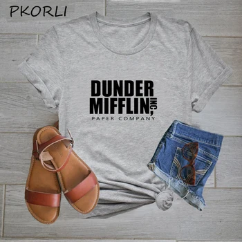 Ofis Dunder Mifflin T-Shirt Kadın Erkek Pamuk Film T Shirt Rahat Mektup Baskı Tee Gömlek Femme Unisex Streetwear