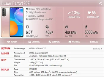 Orijinal Huawei P Akıllı İçin 2021 PPA-LX1 PPA-LX2 LCD Ekran Dokunmatik Ekran Digitizer Değiştirme