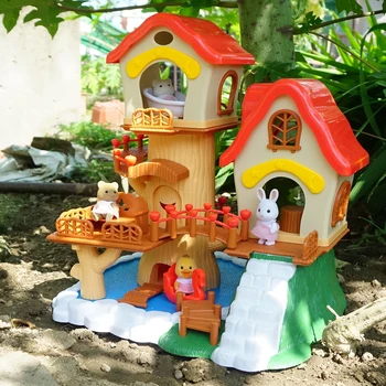 Orman Hayvan Figürleri 1/12 Dollhouse Mobilya Çocuk Oyuncak Kız Bebek Doğum Günü noel hediyesi Minyatür Aksiyon Figürü Tavşan