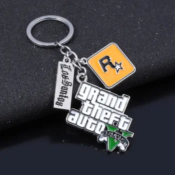Oyun PS4 GTA5 Grand Theft Auto 5 Anahtarlık Rock Yıldızı Anahtarlık Kadın Erkek Anahtarlık Hediye Aksesuarları