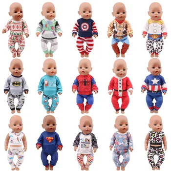 Oyuncak bebek giysileri 2 adet/takım Pijama Süper Kahraman Takım Elbise 18 İnç Amerikan Kız ve 43Cm Bebek Yeni Doğan Bebek Zaps Nesil Oyuncak DIY