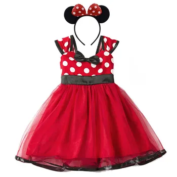 PaMaBa Fantezi Bebek Minnie Polka Dot yaz elbisesi Kafa Bandı ile Çocuk Moda rahat giyim Rop Kız Prenses Parti Tutu Elbise