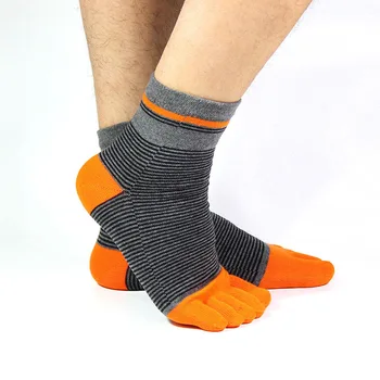 Pamuk Beş Parmak Çorap Adam Çizgili Kemiksiz Parlak Renk Yumuşak Elastik Dayanıklı Harajuku Mutlu Kısa Çorap Ayak Parmakları İle Sokken