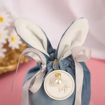 Paskalya Sevimli Tavşan Hediye Paketleme Çantaları Kadife sevgililer Günü Tavşan Çikolata Şeker Çanta Düğün Doğum Günü Partisi Takı Organizatör