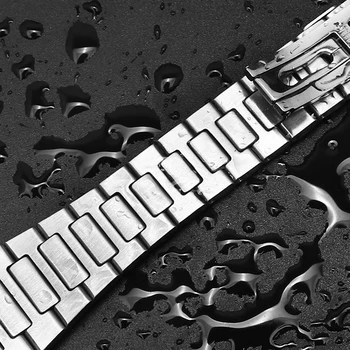Patek Philippe Nautilus saat kayışı erkek 5711 / 1A010 serisi paslanmaz çelik saat zinciri çelik kemer dışbükey ağız 25mm-13mm