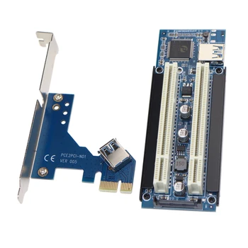 PCI-E PCI Express X1 Çift PCI Yuvaları Yükseltici Genişleme Adaptörü Kartı Masaüstü Bilgisayar İçin USB 3.0 Kablosu İle