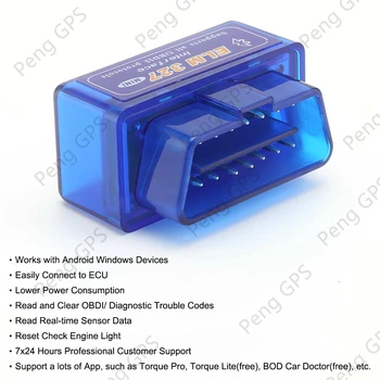 PENGGPS Süper Mini Elm327 Bluetooth OBD 2 V1. 5 Elm 327 V 1.5 Araç Teşhis - Aracı Tarayıcı Elm-327 OBDII Adaptörü Otomatik Teşhis