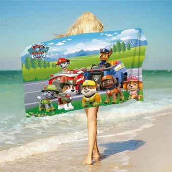 Pençe Devriye 70x140cm çocuk banyo havlusu 3D Baskı Dikdörtgen Plaj Havlusu Banyo Havlusu Marshall Chase Patrouille Köpek Hediye