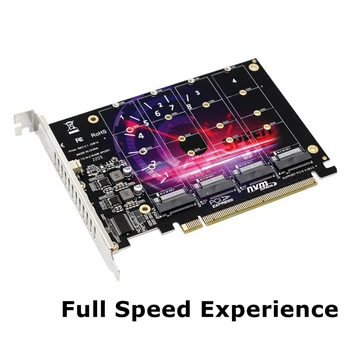 PH44 NVMe 4 Diskli Dizi Kartı PCI-E Raıd Kartı Sinyal Bölme Genişletme NVMe Raıd PCIe 4. 0X16 Bölünmüş Kartları Desteği M. 2 SSD