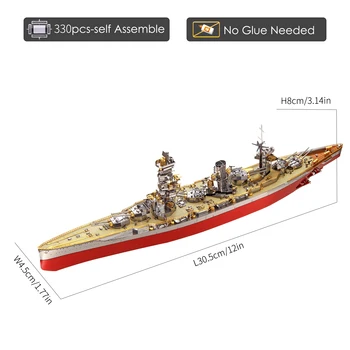 Piececool 3D Metal Bulmaca Modeli Yapı Setleri-Fuso Savaş Gemisi DIY Yapboz Oyuncak, noel Doğum Günü Hediyeleri Yetişkinler Çocuklar için